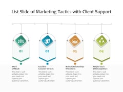 List Slide Of Marketing Tactics With Client Support Ppt PowerPoint Presentation Gallery Graphics PDF List Slide Of Marketing Tactics With Client Support Ppt PowerPoint Presentation Gallery Graphics PDF