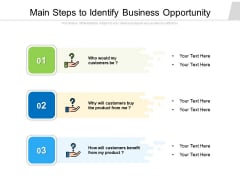 Main Steps To Identify Business Opportunity Ppt PowerPoint Presentation Gallery Designs PDF Main Steps To Identify Business Opportunity Ppt PowerPoint Presentation Gallery Designs PDF