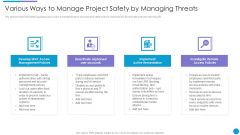 Major Techniques For Project Safety IT Various Ways To Manage Project Safety By Managing Threats Professional PDF Major Techniques For Project Safety IT Various Ways To Manage Project Safety By Managing Threats Professional PDF