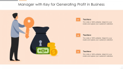 Manager With Key For Generating Profit In Business Graphics PDF