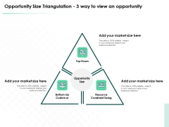 Market Approach To Business Valuation Opportunity Size Triangulation 3 Way To View An Opportunity Themes PDF Market Approach To Business Valuation Opportunity Size Triangulation 3 Way To View An Opportunity Themes PDF