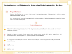 Marketing Automation Project Context And Objectives For Automating Marketing Activities Services Demonstration PDF
