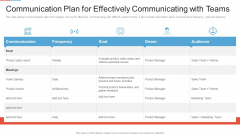 Marketing Outlining Segmentation Initiatives Communication Plan For Effectively Communicating With Teams Portrait PDF Marketing Outlining Segmentation Initiatives Communication Plan For Effectively Communicating With Teams Portrait PDF