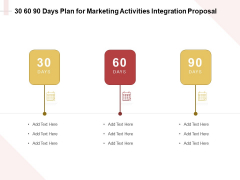 Marketing Strategy 30 60 90 Days Plan For Marketing Activities Integration Proposal Microsoft PDF