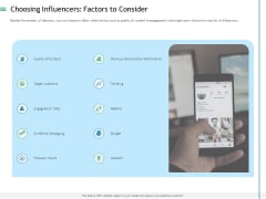 Measuring Influencer Marketing ROI Choosing Influencers Factors To Consider Introduction PDF Measuring Influencer Marketing ROI Choosing Influencers Factors To Consider Introduction PDF