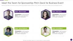 Meet The Team For Sponsorship Pitch Deck For Business Event Rules PDF