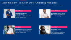Meet The Team Television Show Fundraising Pitch Deck Information PDF