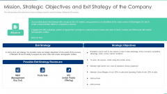 Mission Strategic Objectives And Exit Strategy Of The Company Ppt Inspiration Design Ideas PDF Mission Strategic Objectives And Exit Strategy Of The Company Ppt Inspiration Design Ideas PDF
