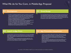 Mobile App Development What We Do For You Cont In Proposal For Pictures PDF Mobile App Development What We Do For You Cont In Proposal For Pictures PDF