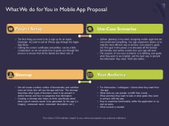 Mobile App Development What We Do For You In Proposal Professional PDF Mobile App Development What We Do For You In Proposal Professional PDF