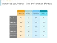 Morphological Analysis Table Presentation Portfolio Morphological Analysis Table Presentation Portfolio