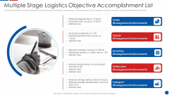 Multiple Stage Logistics Objective Accomplishment List Ppt PowerPoint Presentation File Inspiration PDF