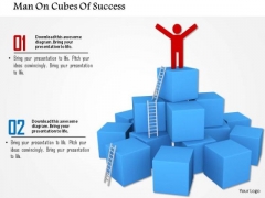 Man On Cubes Of Success PowerPoint Templates
