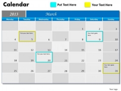 March 2013 Calendar PowerPoint Slides Ppt Templates March 2013 Calendar PowerPoint Slides Ppt Templates