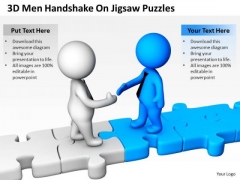 Men In Business 3d Handshake On Jigsaw Puzzles PowerPoint Slides Men In Business 3d Handshake On Jigsaw Puzzles PowerPoint Slides
