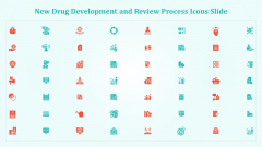New Drug Development And Review Process Icons Slide Portrait PDF