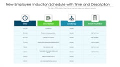 New Employee Induction Schedule With Time And Description Ppt Portfolio Layout PDF
