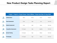 New Product Design Tasks Planning Report Ppt PowerPoint Presentation Slides Structure PDF New Product Design Tasks Planning Report Ppt PowerPoint Presentation Slides Structure PDF