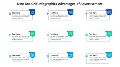 Nine Box Grid Infographics Advantages Of Advertisement Ppt PowerPoint Presentation Diagram Templates PDF