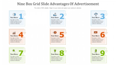 Nine Box Grid Slide Advantages Of Advertisement Ppt PowerPoint Presentation File Guide PDF