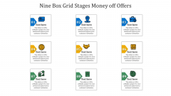 Nine Box Grid Stages Money Off Offers Ppt PowerPoint Presentation Gallery Graphics Design PDF