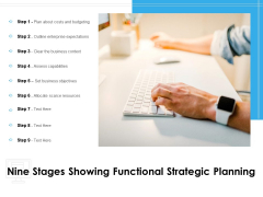 Nine Stages Showing Functional Strategic Planning Ppt PowerPoint Presentation Pictures Show PDF