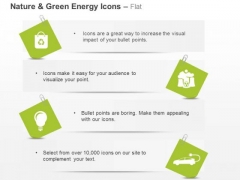 Nature Green Energy Icons For Car And Bulb Wiyh Recycle Symbol Ppt Slides Graphics
