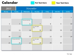 November 2013 Calendar PowerPoint Slides Ppt Templates November 2013 Calendar PowerPoint Slides Ppt Templates