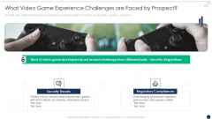 Online Gaming Funding Pitch Deck What Video Game Experience Challenges Are Faced By Prospect Portrait PDF