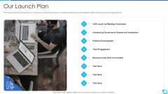 Online Training Investor Fundraising Elevator Our Launch Plan Inspiration PDF Online Training Investor Fundraising Elevator Our Launch Plan Inspiration PDF