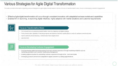 Online Transformation With Agile Software Methodology IT Various Strategies For Agile Digital Transformation Clipart PDF