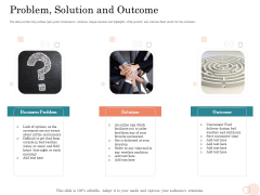 Option Pool Funding Pitch Deck Problem Solution And Outcome Ppt Slides Display PDF