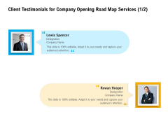 Organization Inception Timeline Proposal Client Testimonials For Company Opening Road Map Services Communication Elements PDF