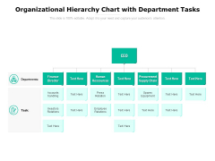 Organizational Hierarchy Chart With Department Tasks Ppt PowerPoint Presentation Pictures Format Ideas