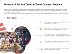 Organizing Perfect Arts Culture Festival Essence Of Art And Cultural Event Concept Proposal Formats PDF Organizing Perfect Arts Culture Festival Essence Of Art And Cultural Event Concept Proposal Formats PDF