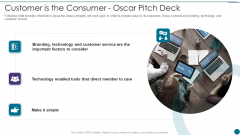 Oscar Capital Raising Pitch Deck Customer Is The Consumer Oscar Pitch Deck Background PDF