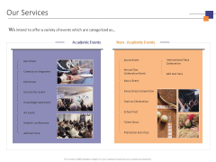 Our Services Celebration Ppt PowerPoint Presentation Show Example Topics