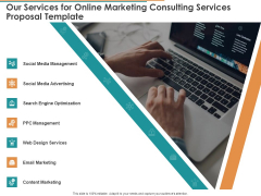 Our Services For Online Marketing Consulting Services Proposal Template Ppt Show Maker PDF Our Services For Online Marketing Consulting Services Proposal Template Ppt Show Maker PDF