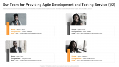 Our Team For Providing Agile Development And Testing Service Introduction PDF