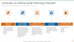 Overview Of Internal Audit Planning Checklist Ppt Summary Mockup PDF Overview Of Internal Audit Planning Checklist Ppt Summary Mockup PDF