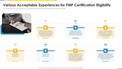 PMP Certification Criteria IT Various Acceptable Experiences For PMP Certification Eligibility Ppt Outline Outfit PDF PMP Certification Criteria IT Various Acceptable Experiences For PMP Certification Eligibility Ppt Outline Outfit PDF