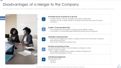 Partnership Tactical Plan To Promote Expansion And Value Formation Disadvantages Of A Merger To The Company Guidelines PDF Partnership Tactical Plan To Promote Expansion And Value Formation Disadvantages Of A Merger To The Company Guidelines PDF
