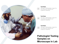 Pathologist Testing Samples On Microscope In Lab Ppt PowerPoint Presentation Pictures Information PDF Pathologist Testing Samples On Microscope In Lab Ppt PowerPoint Presentation Pictures Information PDF