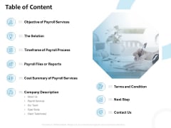 Payroll Outsourcing Service Table Of Content Ppt Slide Download PDF Payroll Outsourcing Service Table Of Content Ppt Slide Download PDF
