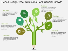 Pencil Design Tree With Icons For Financial Growth Powerpoint Template