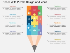 Pencil With Puzzle Design And Icons Powerpoint Template Pencil With Puzzle Design And Icons Powerpoint Template