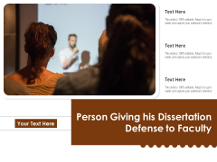 Person Giving His Dissertation Defense To Faculty Ppt PowerPoint Presentation Icon Show PDF Person Giving His Dissertation Defense To Faculty Ppt PowerPoint Presentation Icon Show PDF