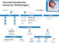 Personal Introduction Format For Web Designer Ppt PowerPoint Presentation Gallery Example Introduction PDF Personal Introduction Format For Web Designer Ppt PowerPoint Presentation Gallery Example Introduction PDF