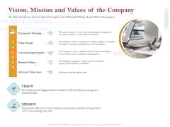 Pitch Deck For Raising Capital For Inorganic Growth Vision Mission And Values Of The Company Diagrams PDF Pitch Deck For Raising Capital For Inorganic Growth Vision Mission And Values Of The Company Diagrams PDF