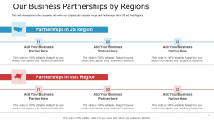 Pitch Deck To Raise Capital From Commercial Financial Institution Using Bonds Our Business Partnerships By Regions Download PDF Pitch Deck To Raise Capital From Commercial Financial Institution Using Bonds Our Business Partnerships By Regions Download PDF